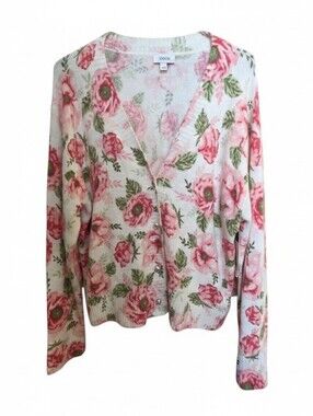 CECE Floral Button Cardigan